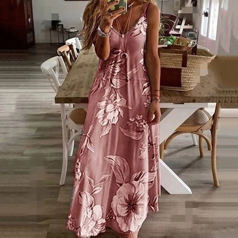Isabella – Sleeveless V Neck Printed Dress with Loose Fit - Image 10