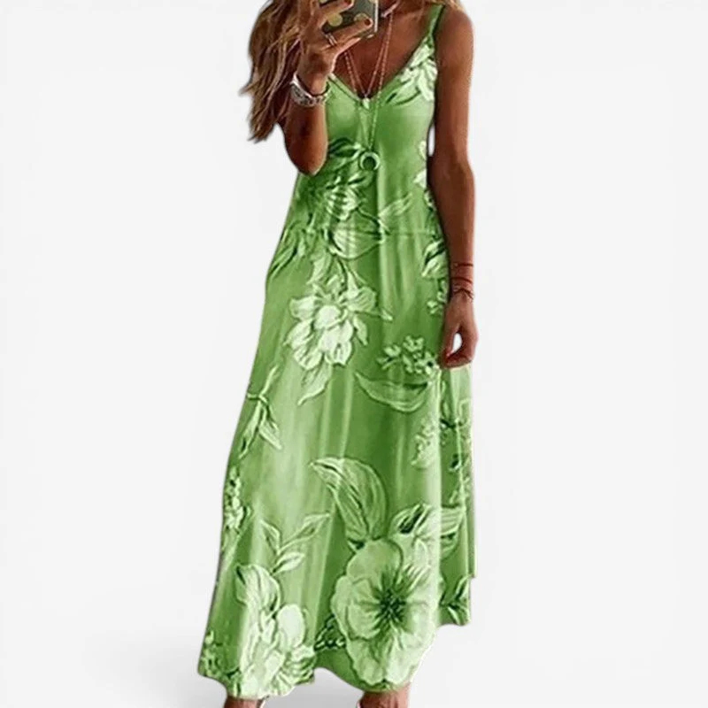 Isabella – Sleeveless V Neck Printed Dress with Loose Fit - Image 3