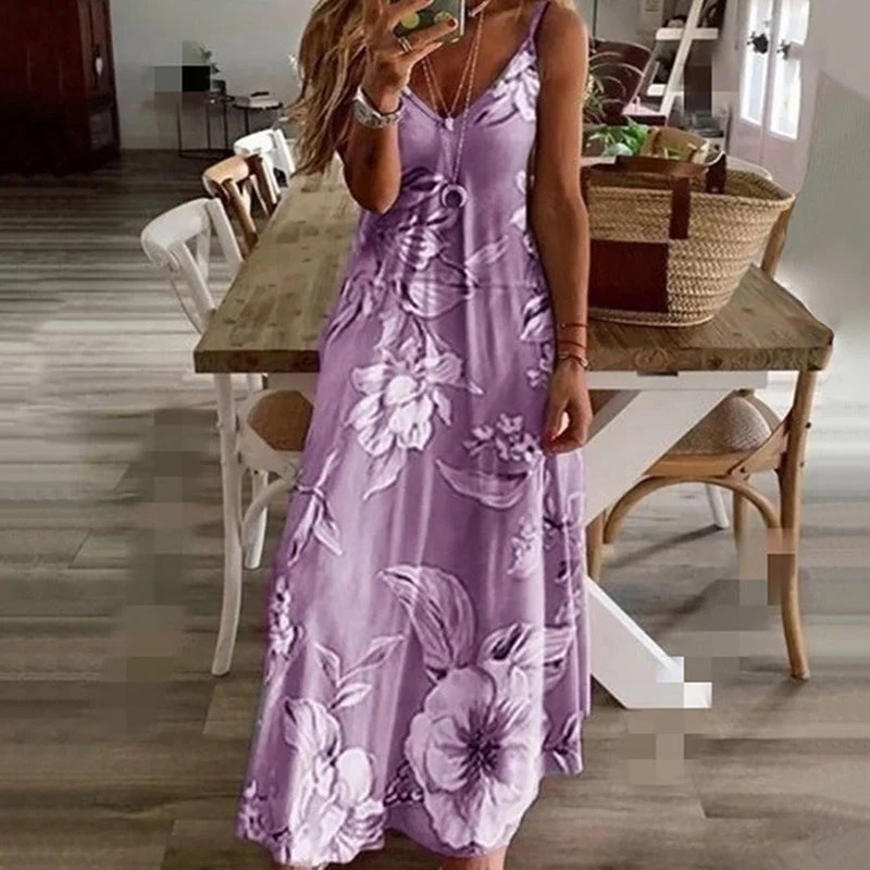 Isabella – Sleeveless V Neck Printed Dress with Loose Fit - Image 9