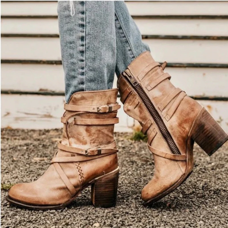 Jasmijn – Ankle Boots with Block Heel & Adjustable Buckle - Image 3