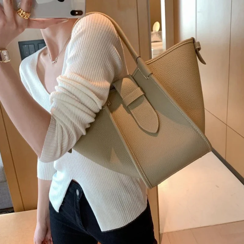Jessica – Bucket Handbag with Adjustable Shoulder Strap & Handle - Image 5