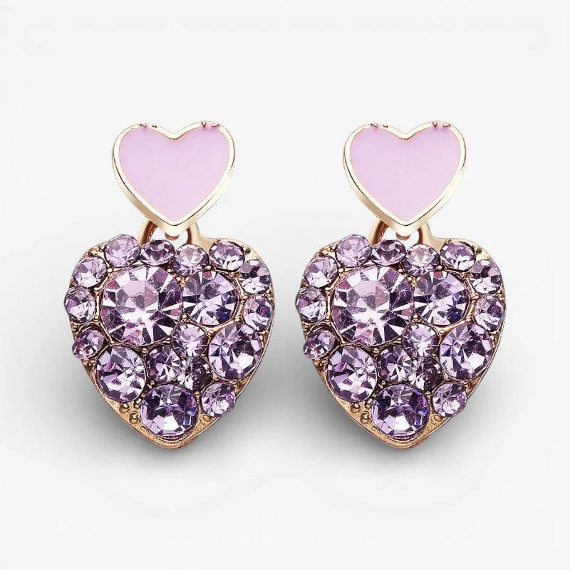 Jessica – Heart-shaped Earrings with Diamond Look Details
