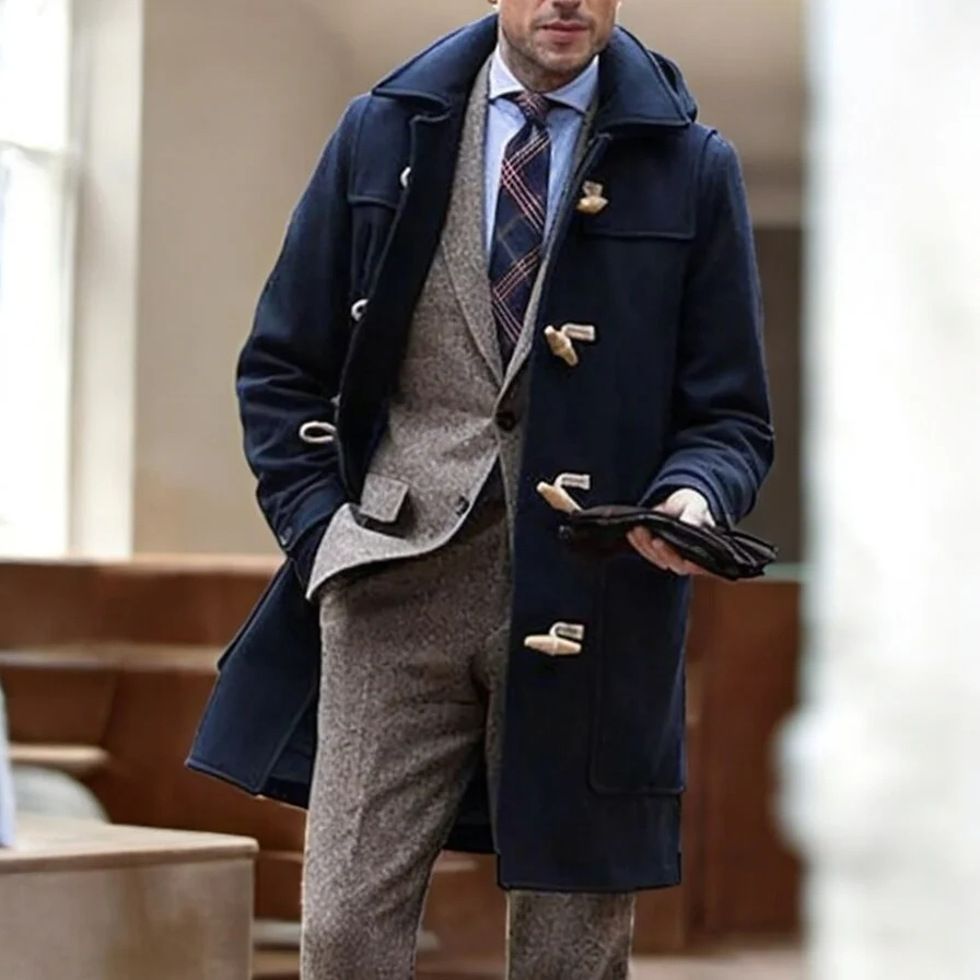 Josiah – Long-Sleeved Wool Coat with Buttons and Adjustable Hood - Image 5