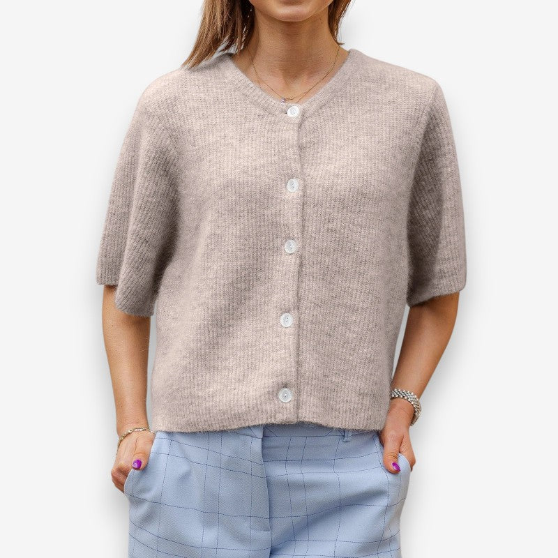 Julia – Women's Cardigan with Round Neckline and Button Closure - Image 3