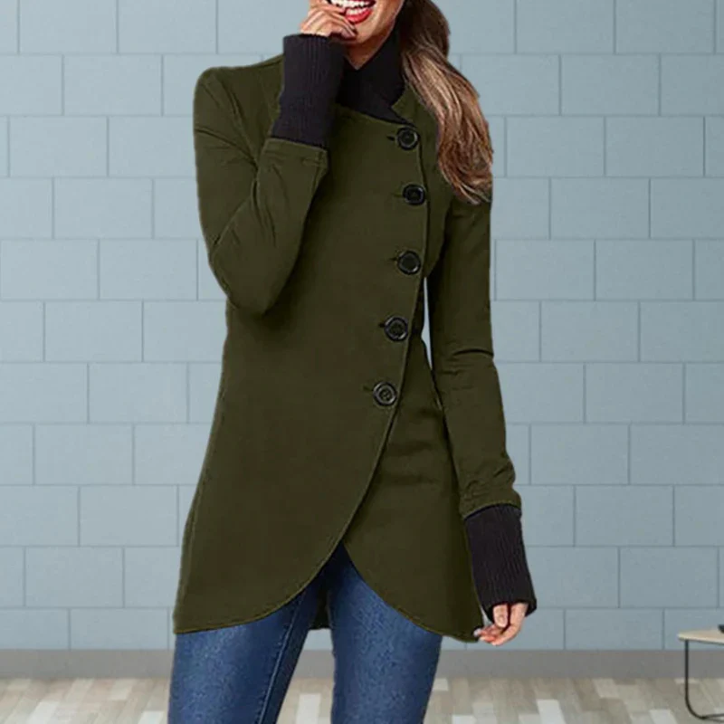 Kairo – Mid-Length Buttoned Coat with Long Sleeves - Image 5