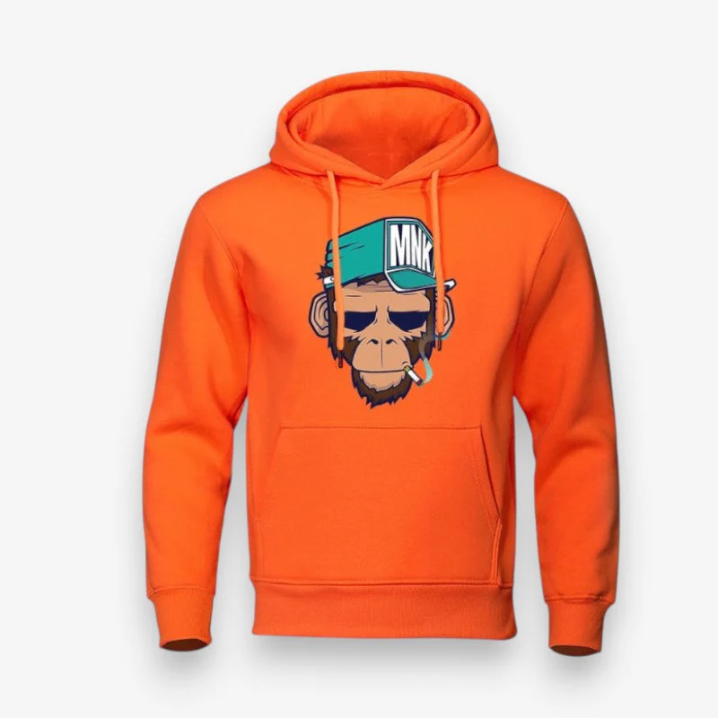 Leo – Long Sleeve Hoodie with Monkey Print & Pockets - Image 4