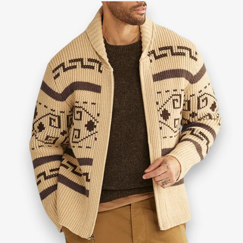 Leo – Sweater with Front Zipper & Subtle Pattern - Image 2