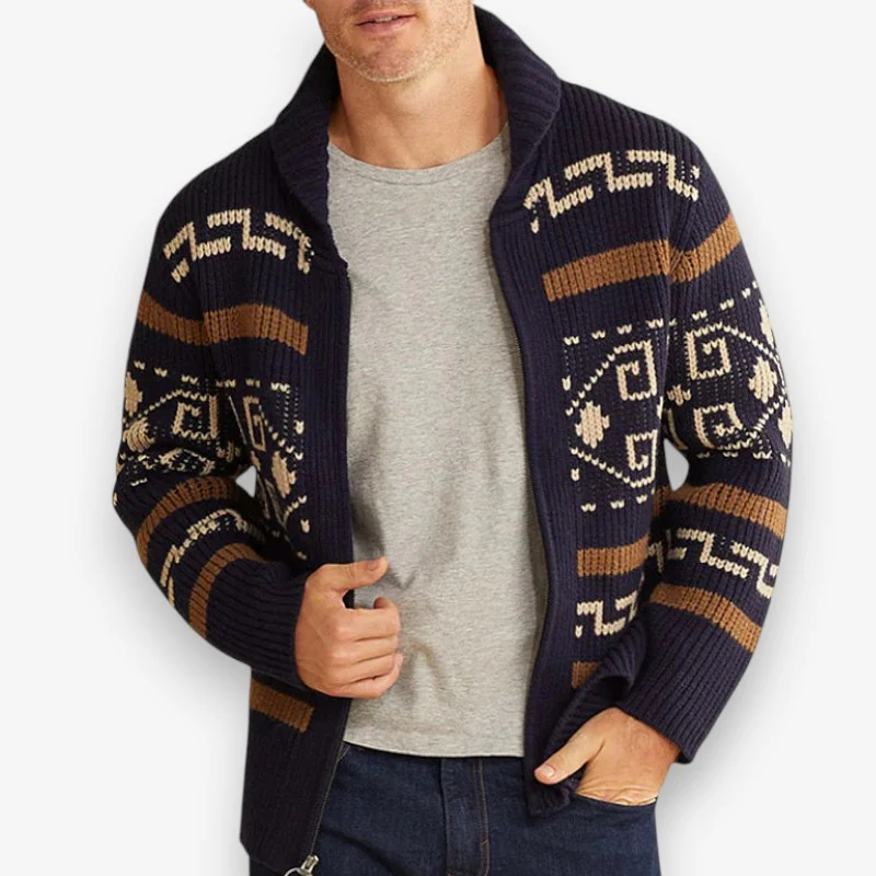Leo – Sweater with Front Zipper & Subtle Pattern - Image 3