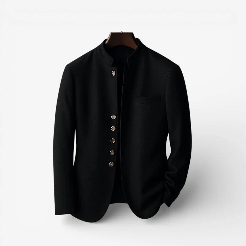 Liam – Long Sleeve Jacket with Stand-Up Collar & Button Closure