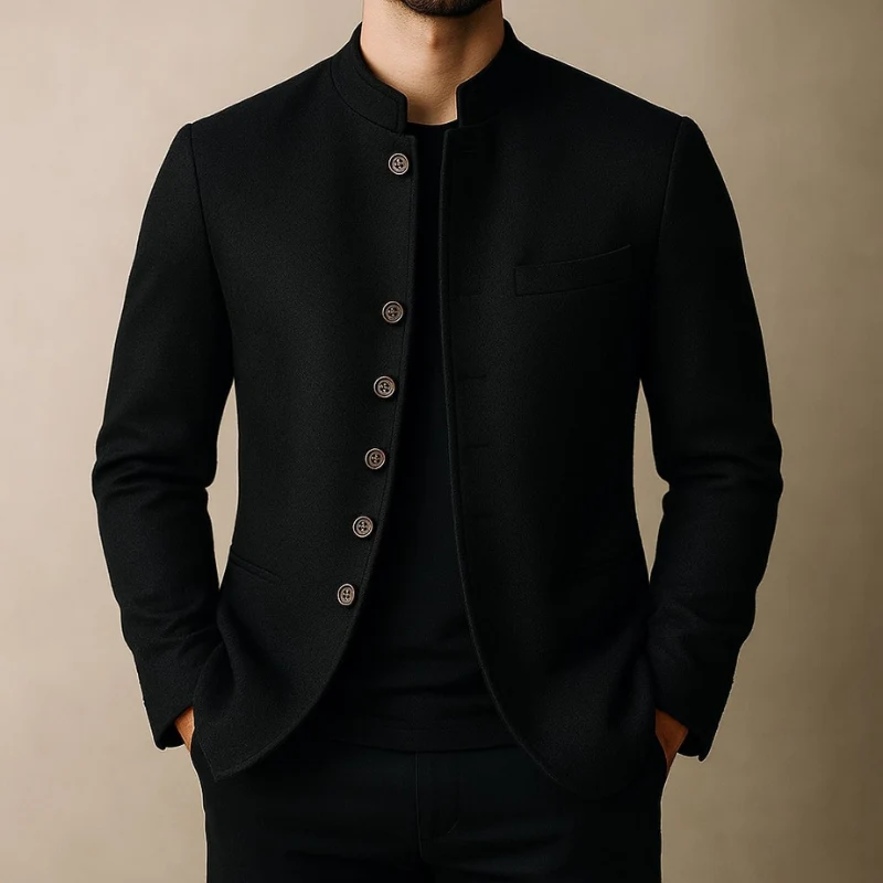 Liam – Long Sleeve Jacket with Stand-Up Collar & Button Closure - Image 4