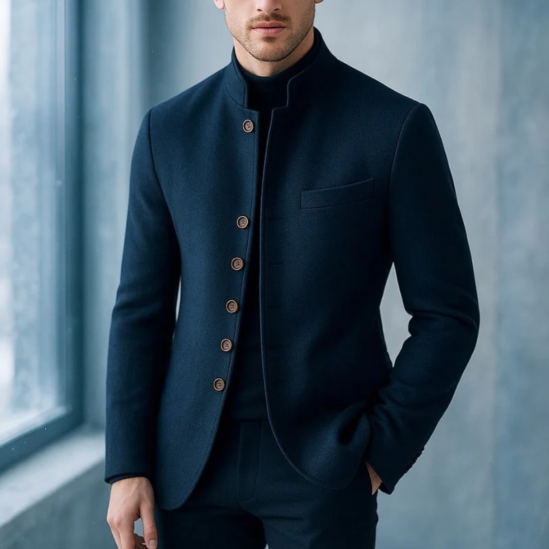 Liam – Long Sleeve Jacket with Stand-Up Collar & Button Closure - Image 5