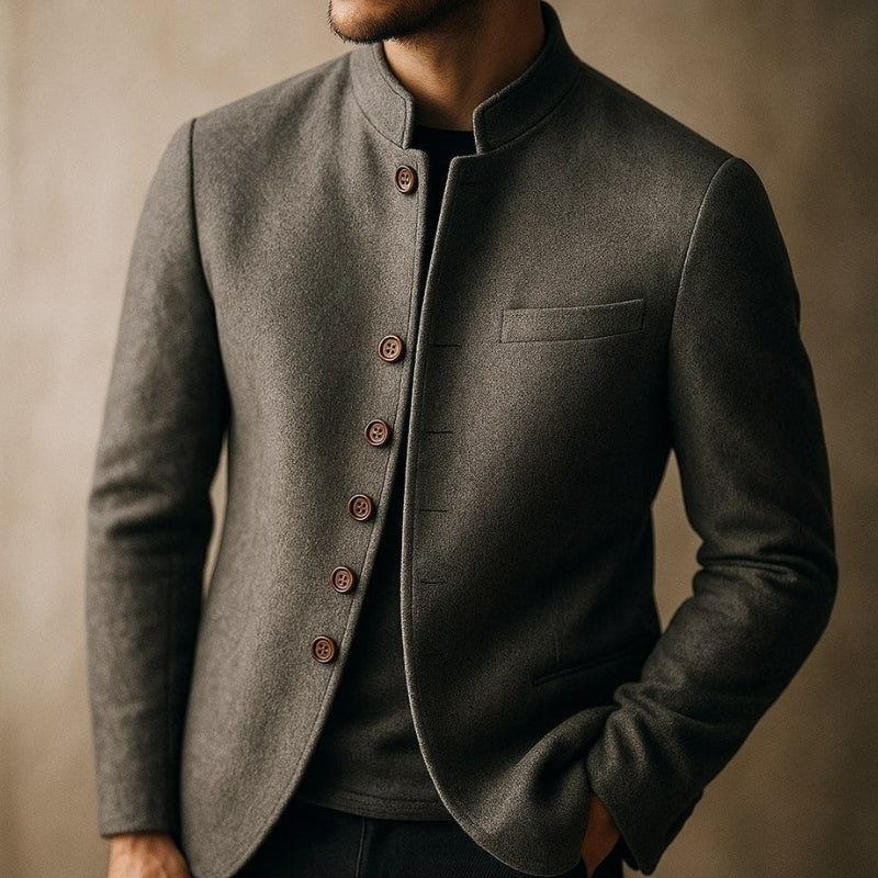 Liam – Long Sleeve Jacket with Stand-Up Collar & Button Closure - Image 6