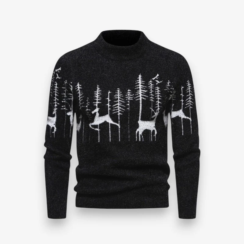 Liam – Men's Round Neck Sweater with Animal Print