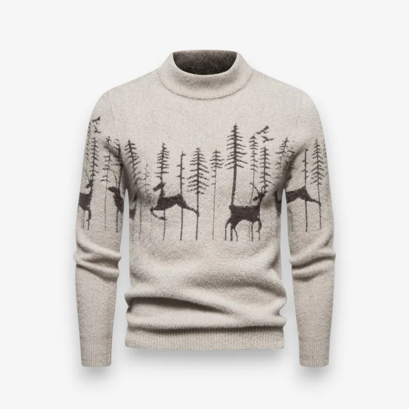 Liam – Men's Round Neck Sweater with Animal Print - Image 2