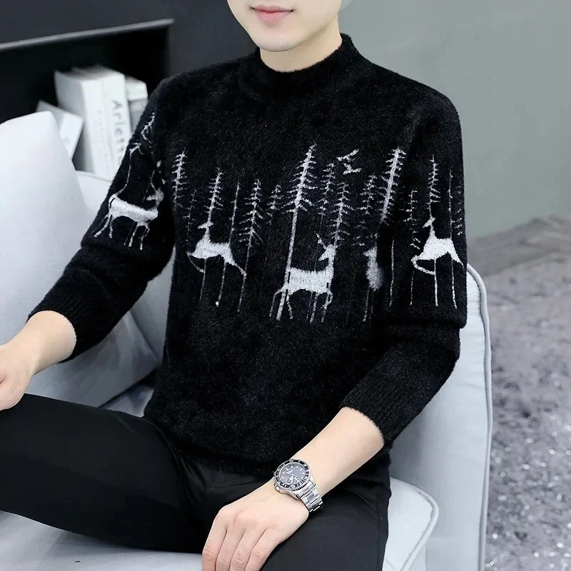 Liam – Men's Round Neck Sweater with Animal Print - Image 6
