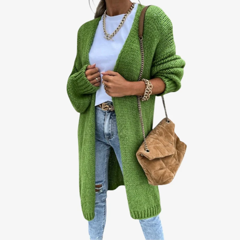 Liana – Long Coat with Ribbed Hem - Image 3