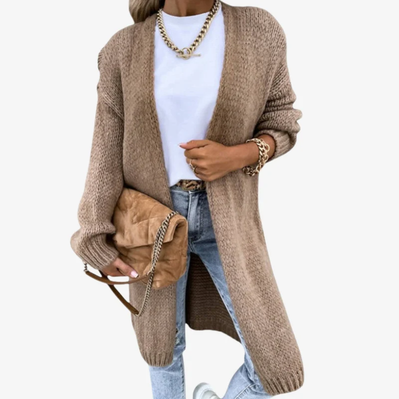 Liana – Long Coat with Ribbed Hem - Image 5