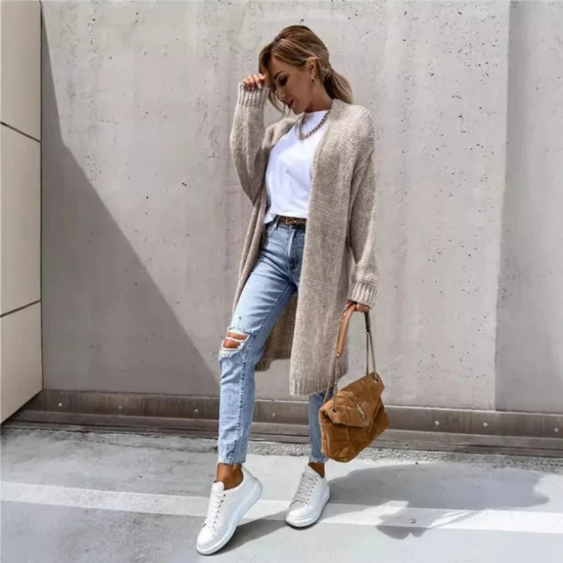 Liana – Long Coat with Ribbed Hem - Image 7