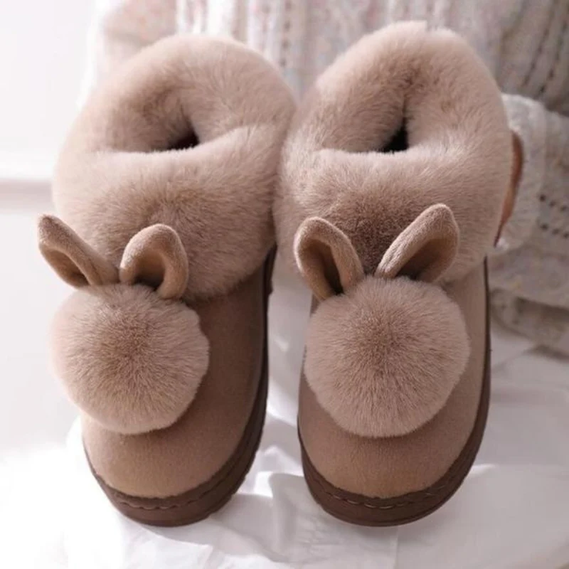 Lily –  Fur Slippers with Round Toe and Rabbit Ear Design - Image 15