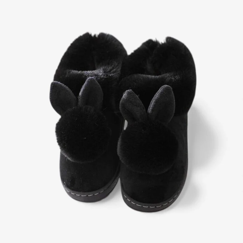 Lily –  Fur Slippers with Round Toe and Rabbit Ear Design - Image 4