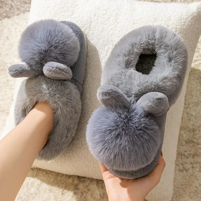Lily –  Fur Slippers with Round Toe and Rabbit Ear Design - Image 7