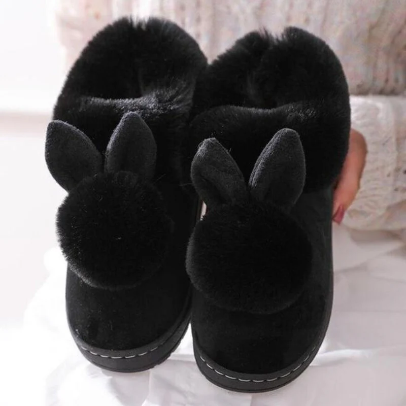 Lily –  Fur Slippers with Round Toe and Rabbit Ear Design - Image 9