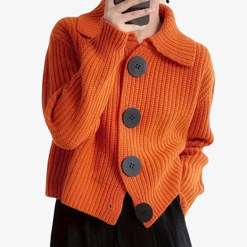 Lily – Long Sleeve Sweater with Button Closure