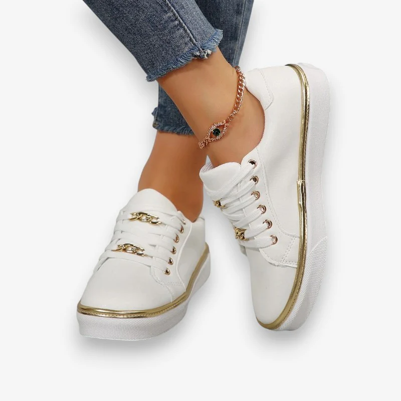 Lily – Round Toe Lace-Up Shoes with Chain Detail - Image 3