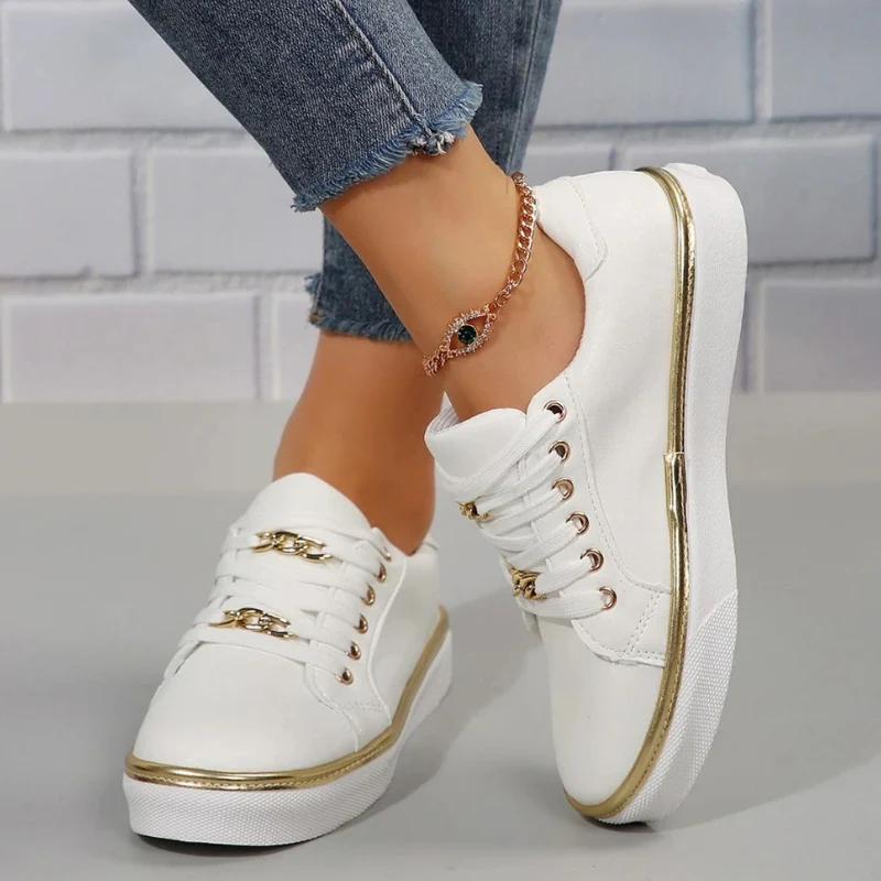 Lily – Round Toe Lace-Up Shoes with Chain Detail - Image 6