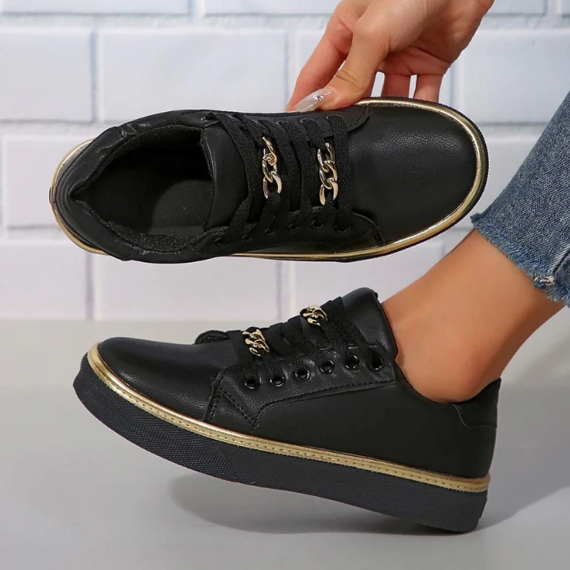 Lily – Round Toe Lace-Up Shoes with Chain Detail - Image 8