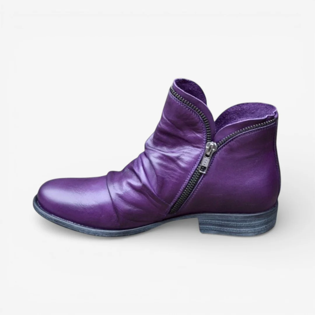 Lily – Women's Round Toe Shoes with Zipper Closure