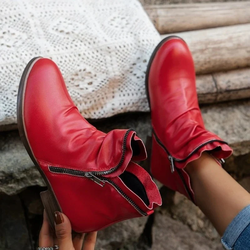 Lily – Women's Round Toe Shoes with Zipper Closure - Image 9