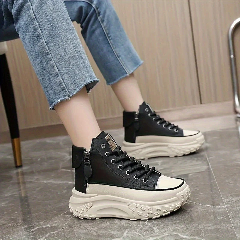 Lina – Non-slip Lace-Up Sneakers with Side Zip - Image 7