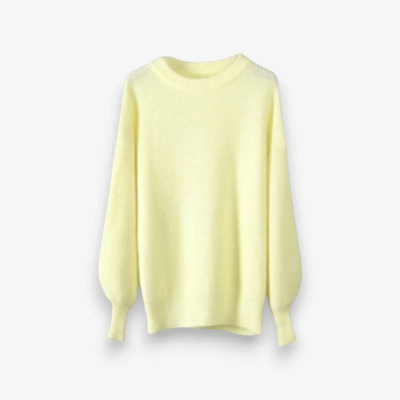 Liora – Long Sleeve Crew Neck Sweater with Ribbed Hem - Image 2