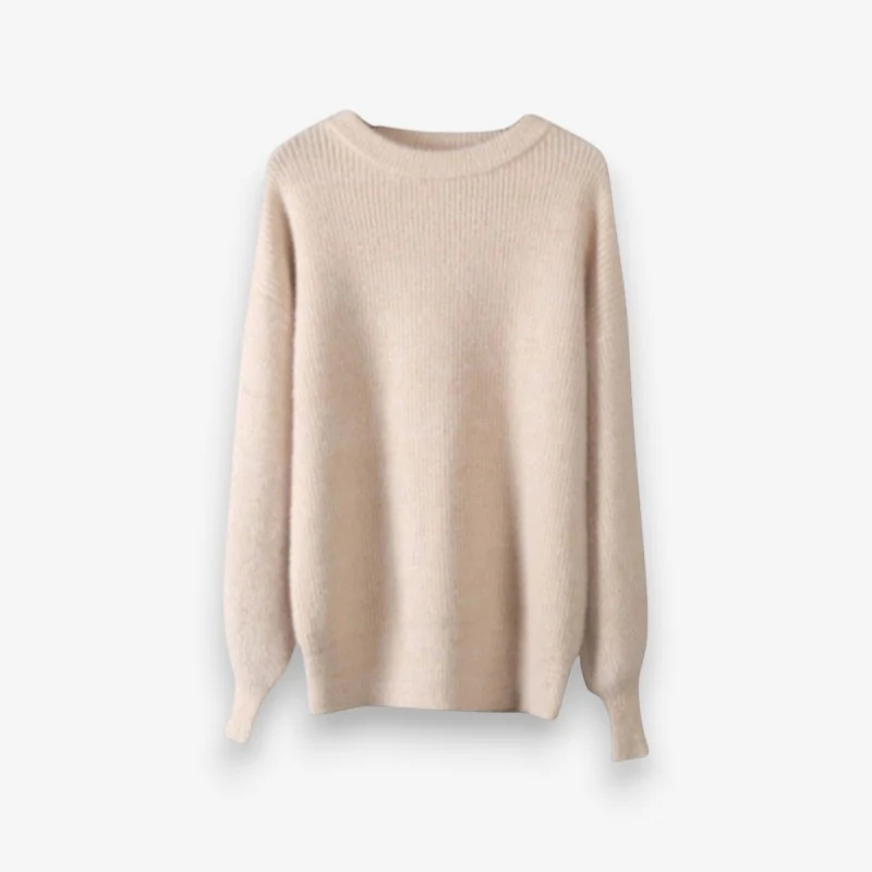 Liora – Long Sleeve Crew Neck Sweater with Ribbed Hem - Image 3