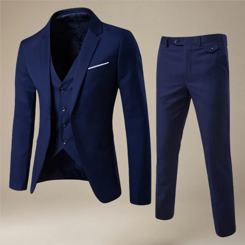 Louis – 3-Piece Long-Sleeve Suit with Blazer Vest and Slim Fit Trousers - Image 7