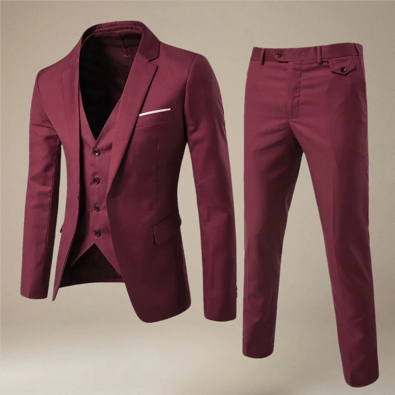 Louis – 3-Piece Long-Sleeve Suit with Blazer Vest and Slim Fit Trousers - Image 8