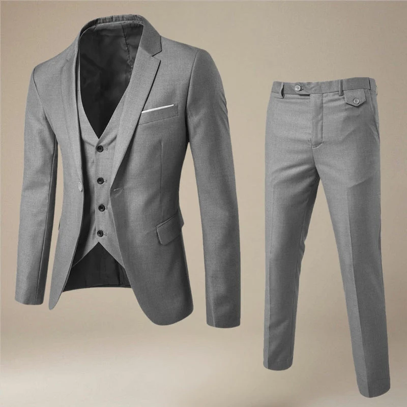Louis – 3-Piece Long-Sleeve Suit with Blazer Vest and Slim Fit Trousers - Image 9