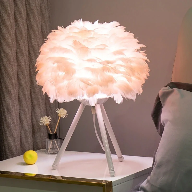 LumiNest – Feather Table Lamp with Tripod Design - Image 4