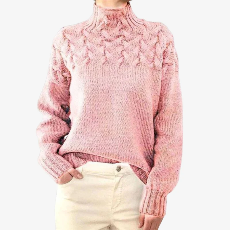 Luna – Women's Crew Neck Sweater with Ribbed Hem - Image 2
