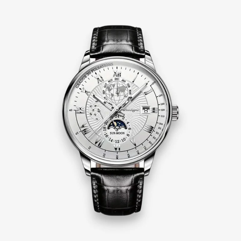 LunOrix - Round Watch with Adjustable Strap and Moon Phase Detail - Image 2