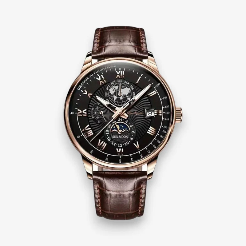 LunOrix - Round Watch with Adjustable Strap and Moon Phase Detail - Image 4