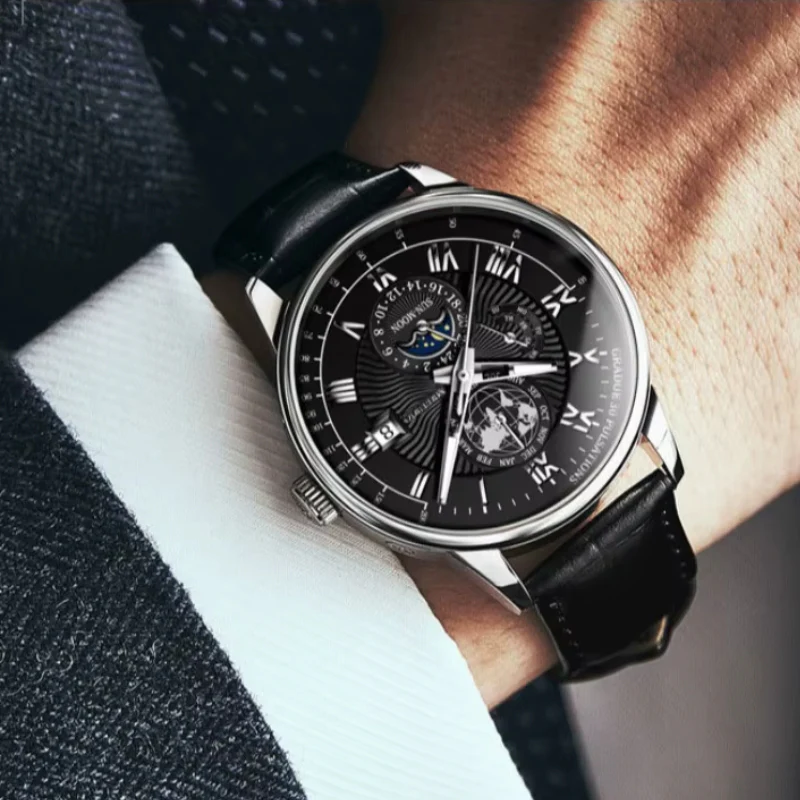 LunOrix - Round Watch with Adjustable Strap and Moon Phase Detail - Image 5