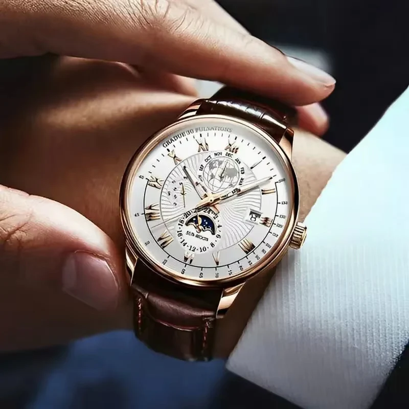 LunOrix - Round Watch with Adjustable Strap and Moon Phase Detail - Image 6