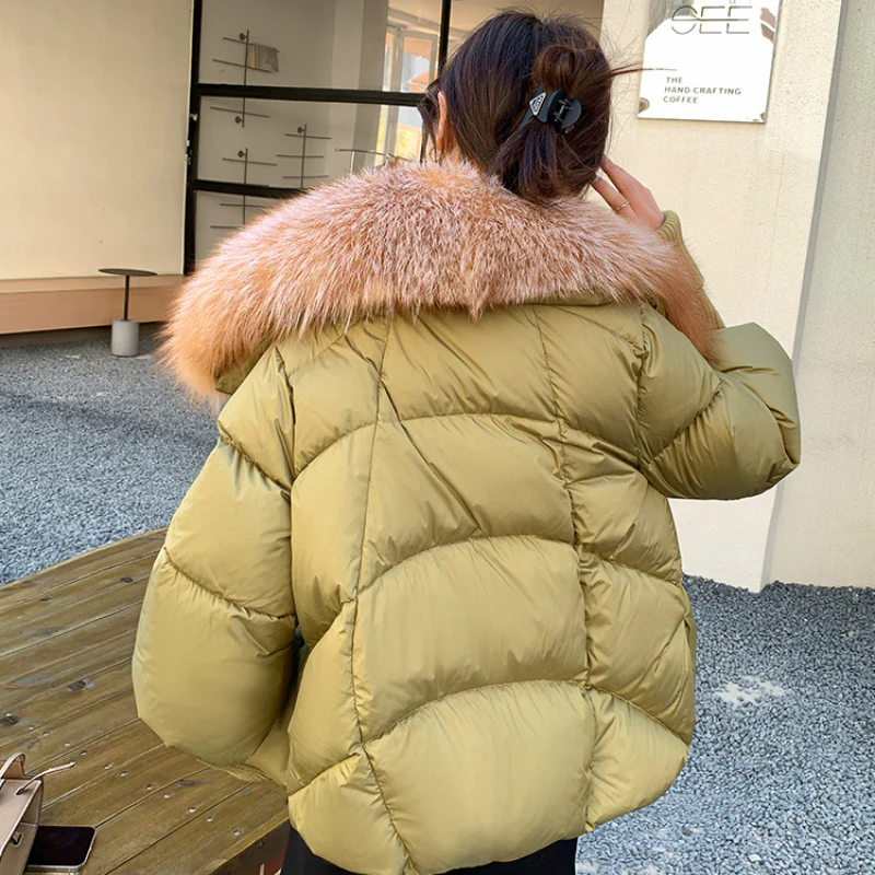 Lydia – Long coat with faux fur collar and ribbed hem - Image 4