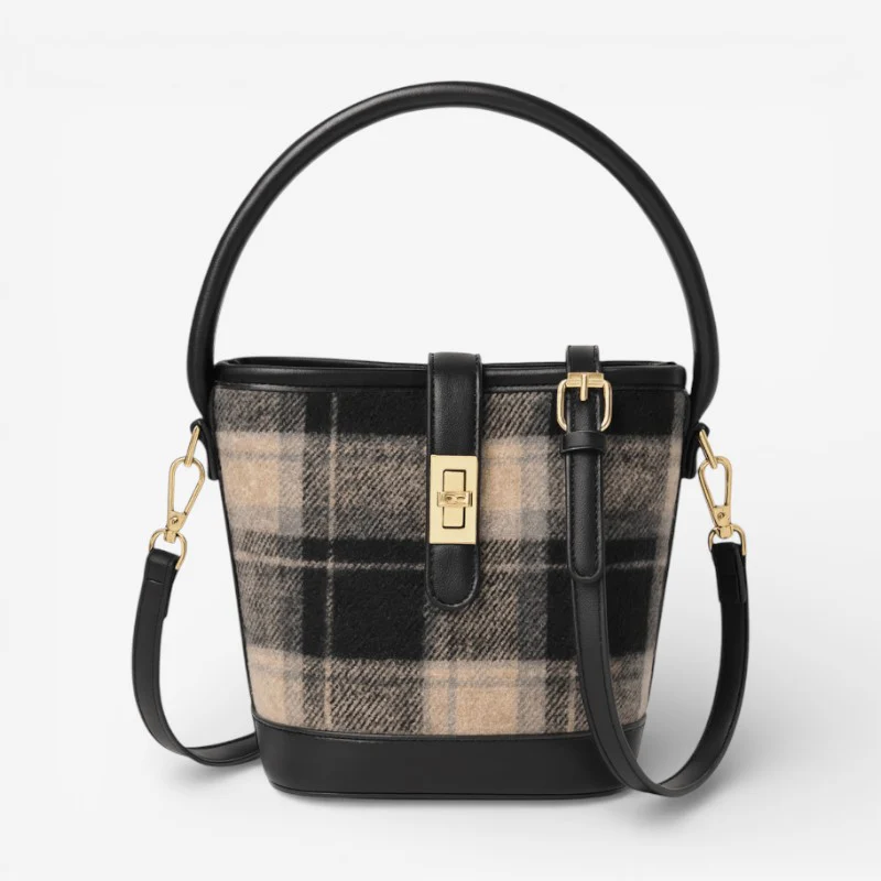 Maelle – Women's Shoulder Bag with Large Storage Space and Checkered Pattern