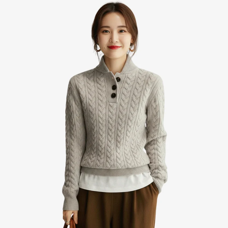 Maelle – Women's Slim Fit Cardigan with Buttons - Image 3