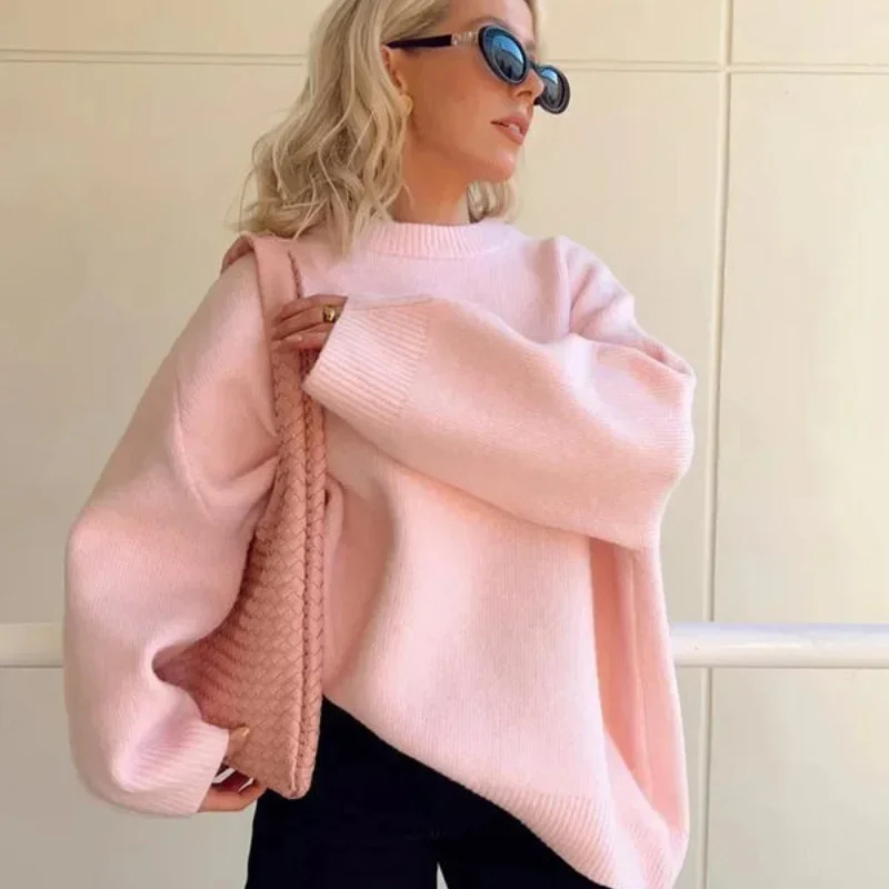 Mara – Crew Neck Long Sleeve Sweater with Ribbed Hem - Image 2