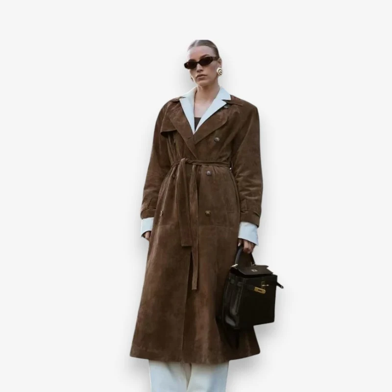Marisa – Women's Long Sleeve Jacket with Adjustable Belt and Down Collar