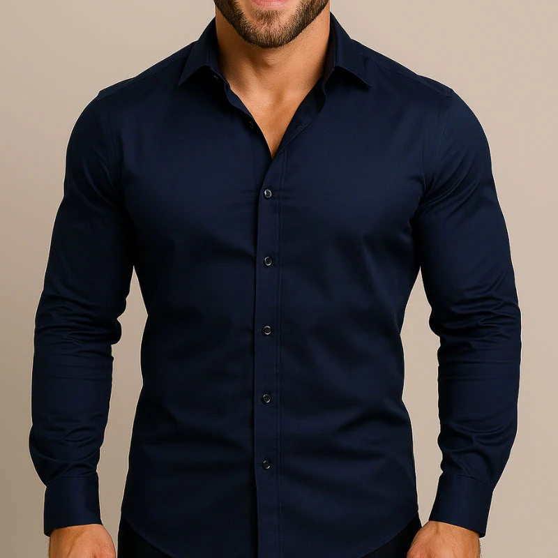 Men's Slim Fit Long Sleeve Button Down Shirt - Image 15